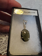 Load image into Gallery viewer, Custom Wire Wrapped Faceted Moldavite Necklace/Pendant Sterling Silver