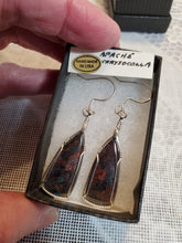 Load image into Gallery viewer, Custom Wire Wrapped Apache Chrysocolla Earrings Sterling Silver