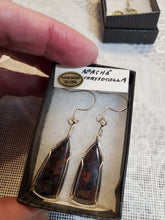 Load image into Gallery viewer, Custom Wire Wrapped Apache Chrysocolla Earrings Sterling Silver