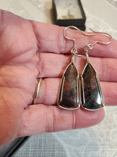 Load image into Gallery viewer, Custom Wire Wrapped Apache Chrysocolla Earrings Sterling Silver