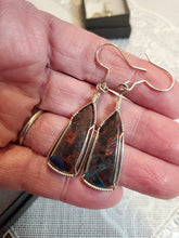 Load image into Gallery viewer, Custom Wire Wrapped Apache Chrysocolla Earrings Sterling Silver