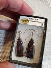 Load image into Gallery viewer, Custom Wire Wrapped Apache Chrysocolla Earrings Sterling Silver