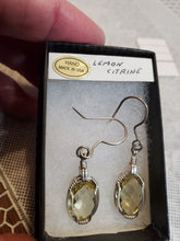 Load image into Gallery viewer, Custom Wire Wrapped Lemon Citrine Faceted Earrings Sterling Silver