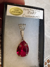 Load image into Gallery viewer, Custom Wire Wrapped Synthetic Ruby (Corundum)Necklace/Pendant Sterling Silver