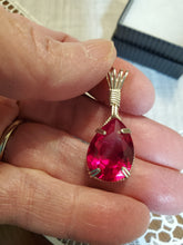 Load image into Gallery viewer, Custom Wire Wrapped Synthetic Ruby (Corundum)Necklace/Pendant Sterling Silver