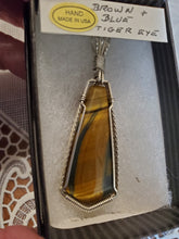 Load image into Gallery viewer, Custom Wire Wrapped Brown & Blue Tiger Eye Necklace/Pendant Sterling Silver