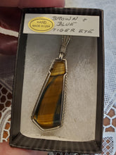 Load image into Gallery viewer, Custom Wire Wrapped Brown & Blue Tiger Eye Necklace/Pendant Sterling Silver