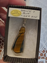 Load image into Gallery viewer, Custom Wire Wrapped Brown & Blue Tiger Eye Necklace/Pendant Sterling Silver