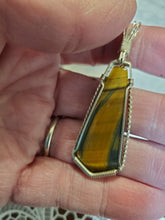 Load image into Gallery viewer, Custom Wire Wrapped Brown & Blue Tiger Eye Necklace/Pendant Sterling Silver