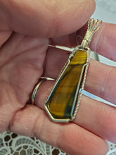 Load image into Gallery viewer, Custom Wire Wrapped Brown & Blue Tiger Eye Necklace/Pendant Sterling Silver