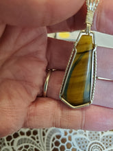 Load image into Gallery viewer, Custom Wire Wrapped Brown & Blue Tiger Eye Necklace/Pendant Sterling Silver