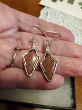 Load image into Gallery viewer, Custom Wire Wrapped Pipe Stone (Catlinite) Set Necklace/Pendant/Slide/Enhancer Earrings Sterling Silver