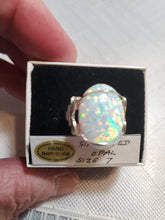 Load image into Gallery viewer, Custom Wire Wrapped Synthetic Opal Ring Size 7 Sterling Silver