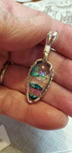 Load image into Gallery viewer, Custom Wire Wrapped Dichroic Glass Necklace/Pendant Sterling Silver