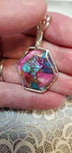 Load image into Gallery viewer, Custom Wire Wrapped Purple Dahlia Kingman Turquoise Necklace/Pendant Sterling Silver