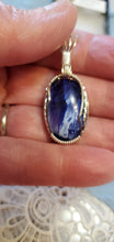 Load image into Gallery viewer, Custom Wire Wrapped Dark Blue Bridewell Stone Necklace/Pendant Sterling Silver