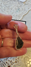 Load image into Gallery viewer, Custom Wire Wrapped Rough/Natural Moldavite 8ct Necklace/Pendant Sterling Silver
