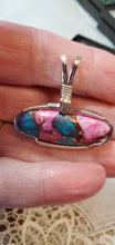 Load image into Gallery viewer, Custom Wire Wrapped Purple Dahlia Kingman Turquoise Necklace/Pendant Sterling Silver