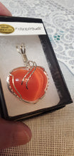 Load image into Gallery viewer, Custom Wire Wrapped Orange Fiberstone (Cat's Eye) Necklace/Pendant Sterling Silver