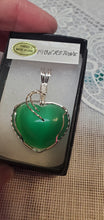 Load image into Gallery viewer, Custom Wire Wrapped Green Fiberstone (Cat's Eye) Heart Necklace/Pendant Sterling Silver