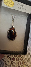 Load image into Gallery viewer, Custom Wire Wrapped Fire Agate Necklace/Pendant Sterling Silver