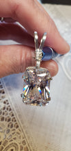Load image into Gallery viewer, Custom Wire Wrapped Facet Simulated Diamond Necklace/Pendant Sterling Silver