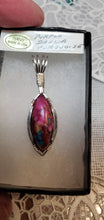 Load image into Gallery viewer, Custom Wire Wrapped Purple Dahlia Kingman Turquoise Necklace/Pendant Sterling Silver