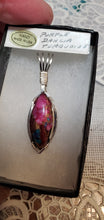 Load image into Gallery viewer, Custom Wire Wrapped Purple Dahlia Kingman Turquoise Necklace/Pendant Sterling Silver