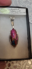 Load image into Gallery viewer, Custom Wire Wrapped Purple Dahlia Kingman Turquoise Necklace/Pendant Sterling Silver