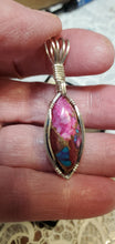 Load image into Gallery viewer, Custom Wire Wrapped Purple Dahlia Kingman Turquoise Necklace/Pendant Sterling Silver