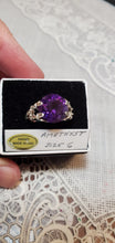 Load image into Gallery viewer, Custom Wire Wrapped Faceted Amethyst Ring Size 6 Sterling Silver