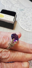 Load image into Gallery viewer, Custom Wire Wrapped Faceted Amethyst Ring Size 6 Sterling Silver