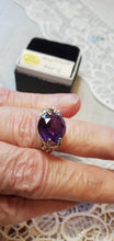 Load image into Gallery viewer, Custom Wire Wrapped Faceted Amethyst Ring Size 6 Sterling Silver