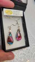 Load image into Gallery viewer, Custom Wire Wrapped Kingman Turquoise Purple Dahlia Earrings Sterling Silver