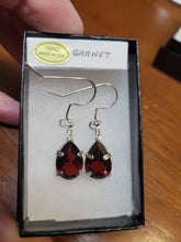 Load image into Gallery viewer, Custom Wire Wrapped Facet Garnet Total 12.38 Ct. Earrings Sterling Silver
