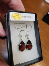 Load image into Gallery viewer, Custom Wire Wrapped Facet Garnet Total 12.38 Ct. Earrings Sterling Silver