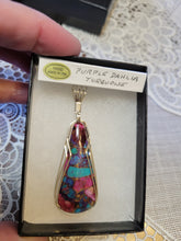 Load image into Gallery viewer, Custom Wire Wrapped Purple Dahlia Kingman Turquoise Necklace/Pendant Sterling Silver