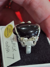 Load image into Gallery viewer, Custom Wire Wrapped Black Onyx Sterling Silver Ring Size 7