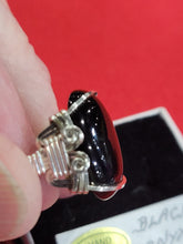 Load image into Gallery viewer, Custom Wire Wrapped Black Onyx Sterling Silver Ring Size 7