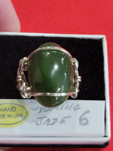Load image into Gallery viewer, Custom Wire Wrapped Wyoming Jade Ring Size 6 Sterling Silver