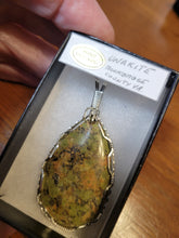 Load image into Gallery viewer, Custom Cut Polished Wire Wrapped Unakite Necklace/Pendant Sterling Silver