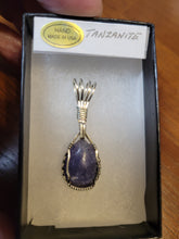Load image into Gallery viewer, Custom Cut Polished Wire Wrapped Tanzanite Necklace/Pendant Sterling Silver