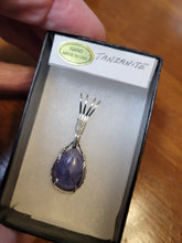 Load image into Gallery viewer, Custom Cut Polished Wire Wrapped Tanzanite Necklace/Pendant Sterling Silver
