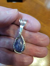 Load image into Gallery viewer, Custom Cut Polished Wire Wrapped Tanzanite Necklace/Pendant Sterling Silver
