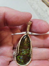 Load image into Gallery viewer, Custom Wire Wrapped Ammolite Necklace/Pendant Sterling Silver