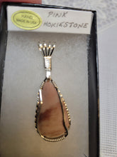 Load image into Gallery viewer, Custom Wire Wrapped Pink Hokie Stone from Virginia Tech Quarries Unpolished Necklace/Pendant Sterling Silver