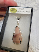 Load image into Gallery viewer, Custom Wire Wrapped Pink Hokie Stone from Virginia Tech Quarries Unpolished Necklace/Pendant Sterling Silver
