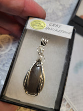 Load image into Gallery viewer, Custom Wire Wrapped Gray Hokie Stone from Virginia Tech Quarries Necklace/Pendant Sterling Silver