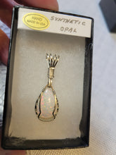 Load image into Gallery viewer, Custom Wire Wrapped Synthetic Opal Necklace/Pendant Sterling Silver