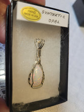 Load image into Gallery viewer, Custom Wire Wrapped Synthetic Opal Necklace/Pendant Sterling Silver